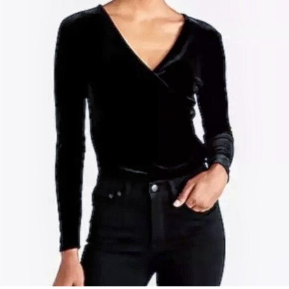 J. Crew Mercantile Surplice Black Velvet Top Size XS